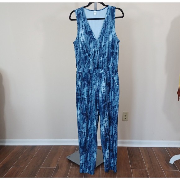 Old Navy Pants & Jumpsuits Old Navy Active Blue Paint Brush Jumpsuit Blue Breathe On Casual